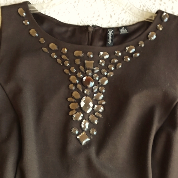Sparkly Sleeveless Dress by Relativity - Dark Brown - 12 - Picture 10 of 15